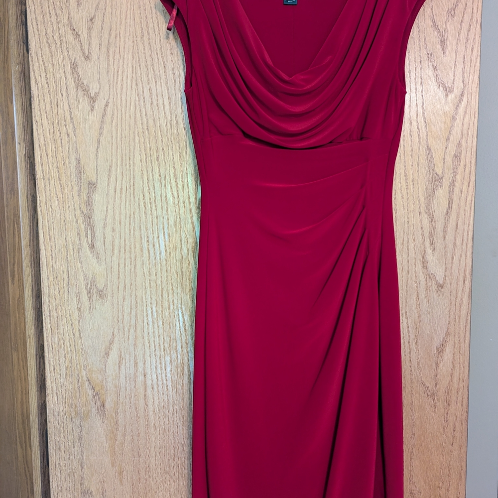 Elegant Red Draped Women's Dress